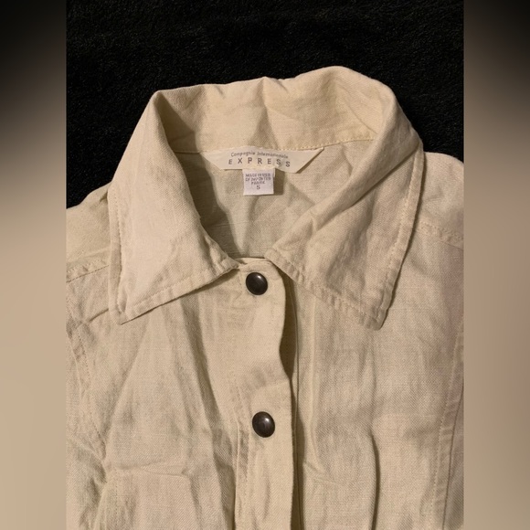 Vintage Compagnie Internationale EXPRESS Women’s Khaki S Full Button Blazer NWOT - Picture 12 of 13